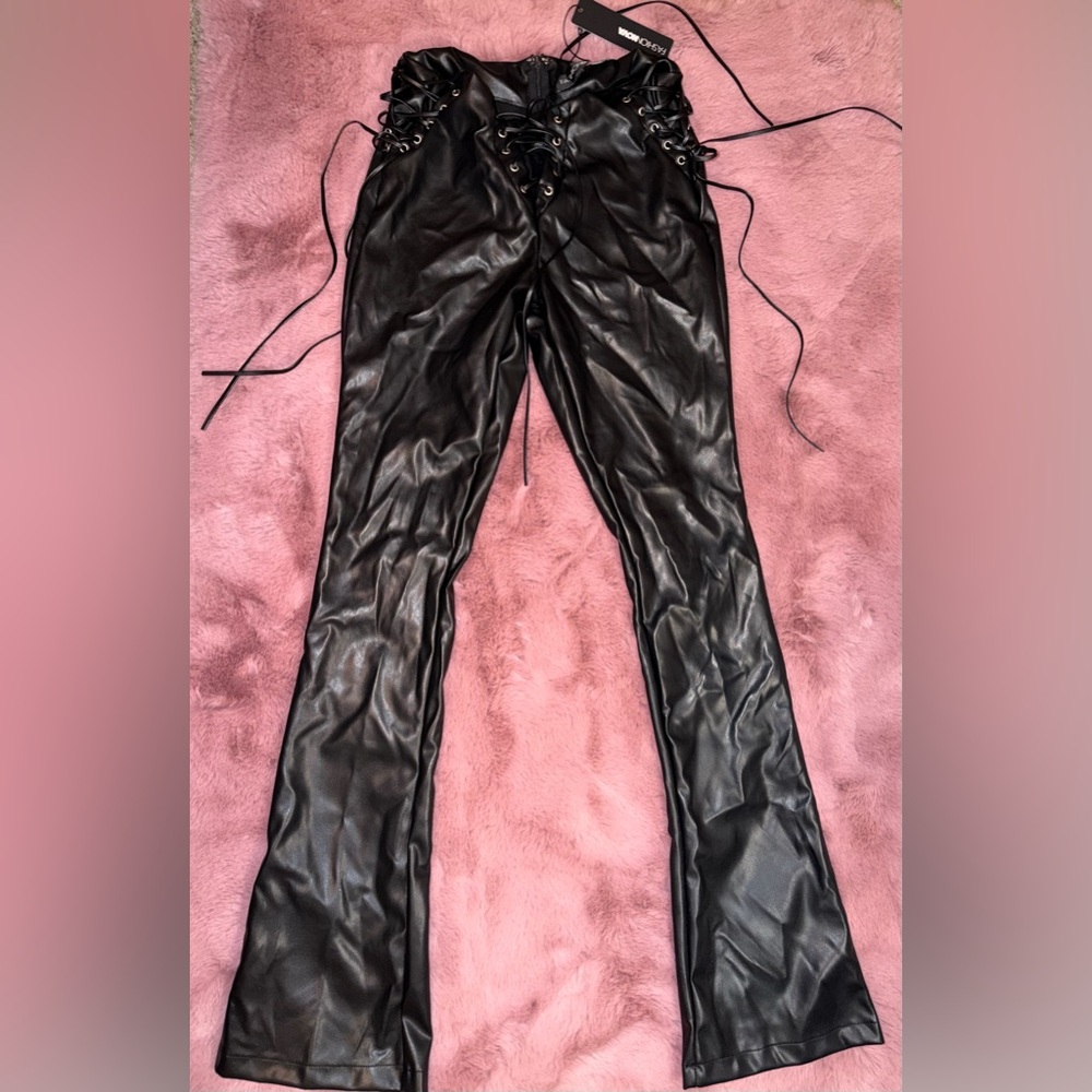 Fashion Nova Black Lace-Up Pants